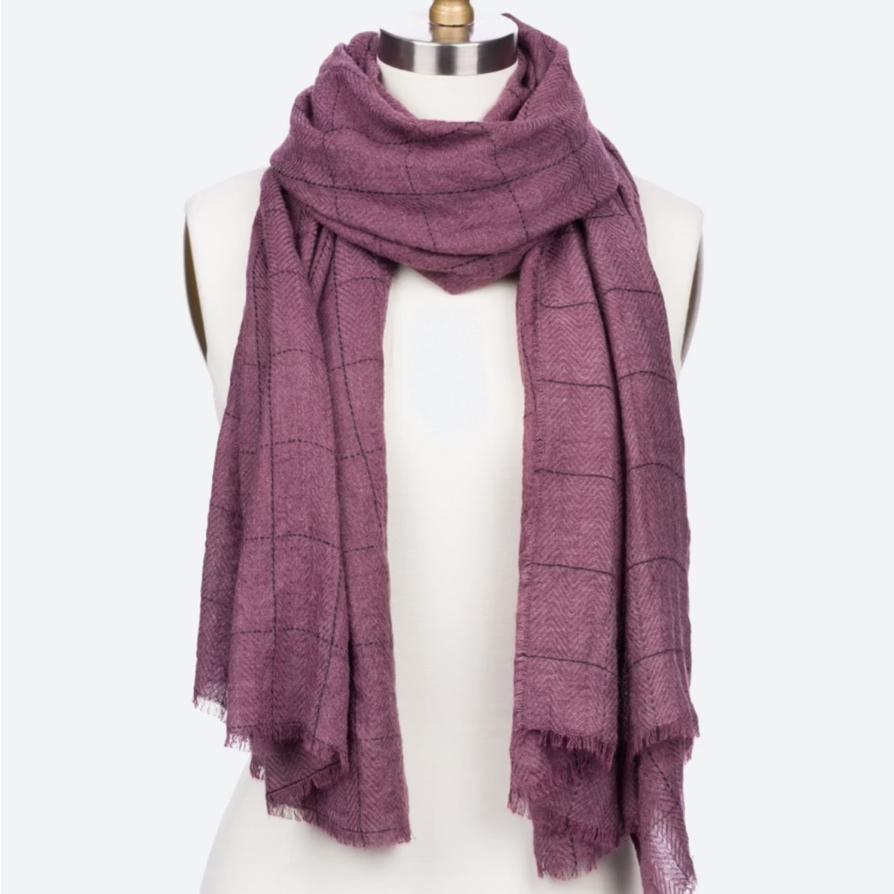 Girly Nadina window pane oblong scarf. Burgundy. NWT
